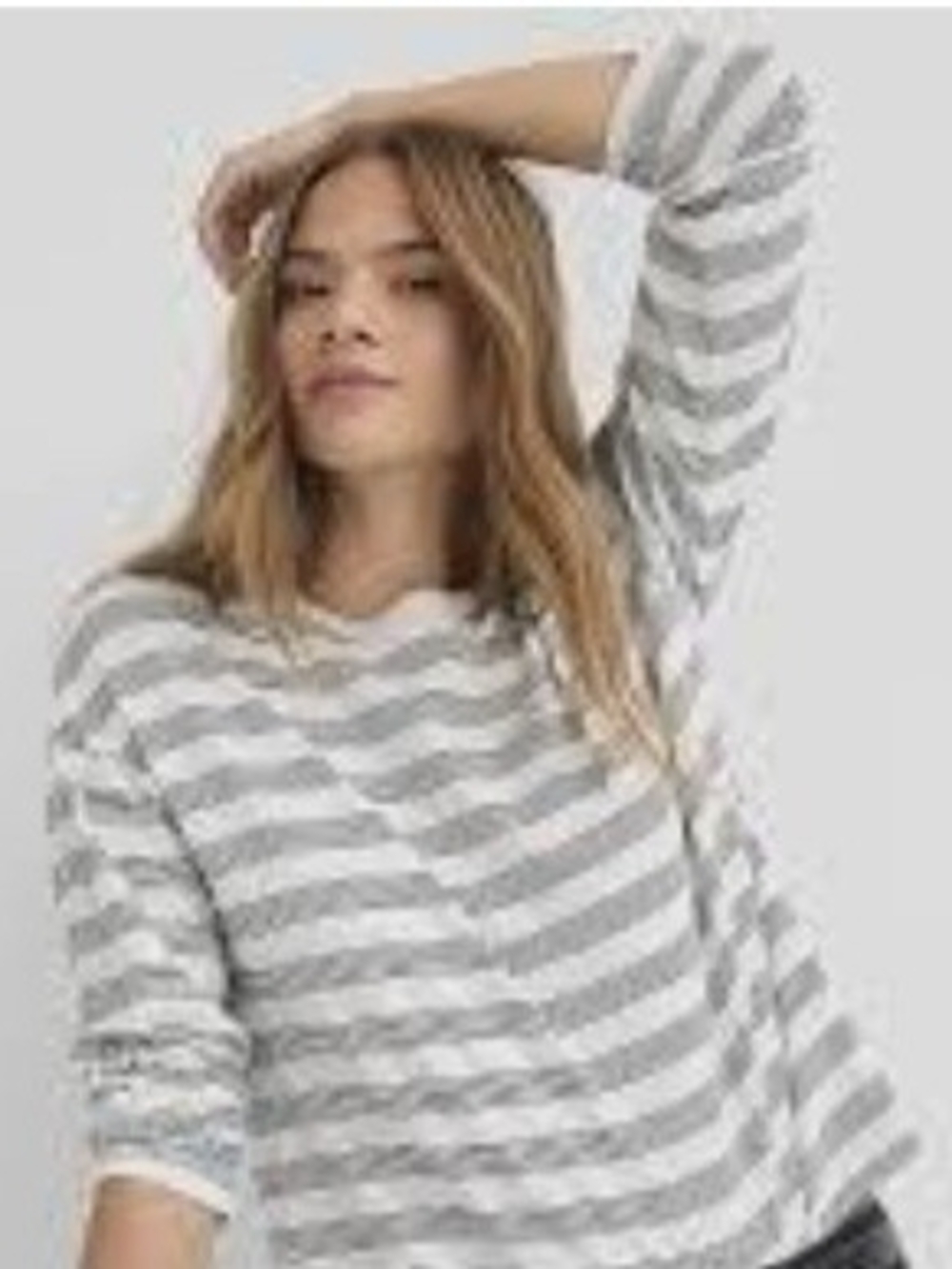 LOFT textured striped cotton top (M)
